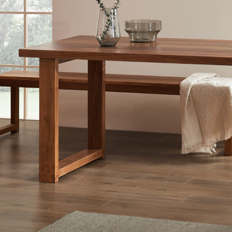 Minimalist Wood Rectangle Shape Dining Table Standard Kitchen Dining Table with Double Pedestal Base