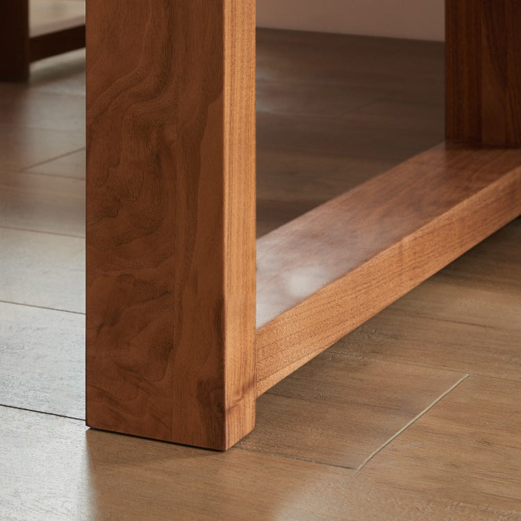 Minimalist Wood Rectangle Shape Dining Table Standard Kitchen Dining Table with Double Pedestal Base