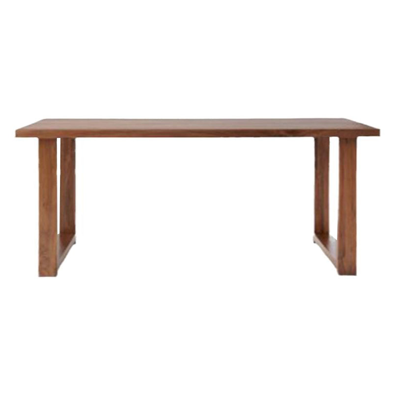 Minimalist Wood Rectangle Shape Dining Table Standard Kitchen Dining Table with Double Pedestal Base