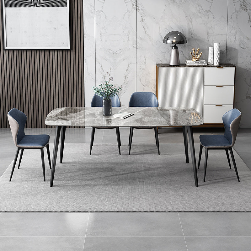 Simplicity Style Home Sintered Stone Dining Table Rectangle Shape Table with 4 Legs Base
