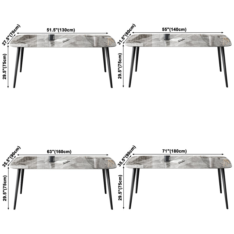Simplicity Style Home Sintered Stone Dining Table Rectangle Shape Table with 4 Legs Base