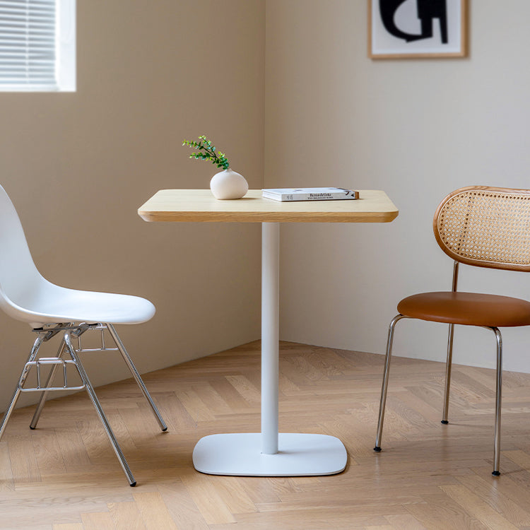 Industrial Style Solid Wood Dining Table Square Table with Metal Base for Dinning Room