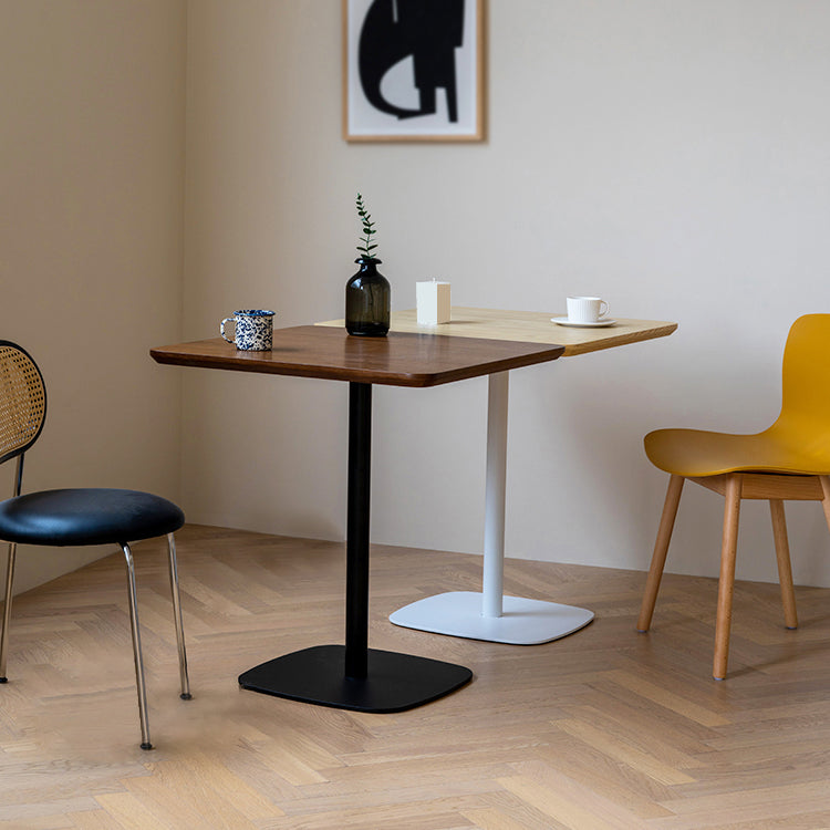 Industrial Style Solid Wood Dining Table Square Table with Metal Base for Dinning Room