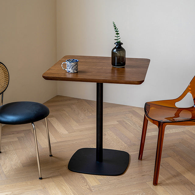 Industrial Style Solid Wood Dining Table Square Table with Metal Base for Dinning Room