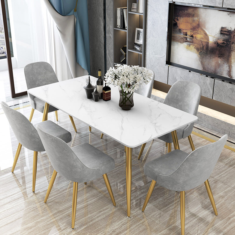 Traditional Luxury Rectangle Dining Table Stone Dinner Table with 4 Legs