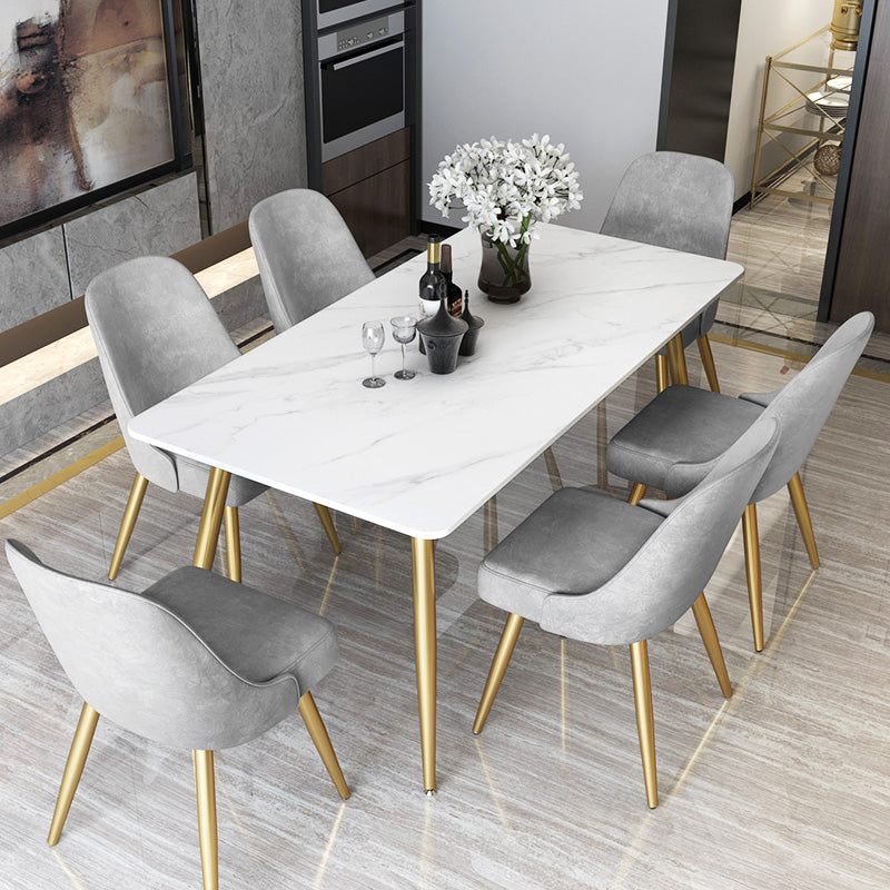 Traditional Luxury Rectangle Dining Table Stone Dinner Table with 4 Legs