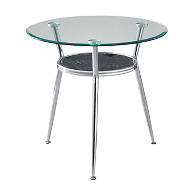 Mesa moderna de comedor redondo mesa de vidrio templado transparente con base de pedestal