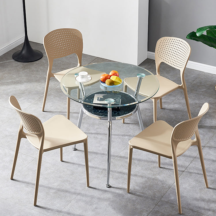 Mesa moderna de comedor redondo mesa de vidrio templado transparente con base de pedestal