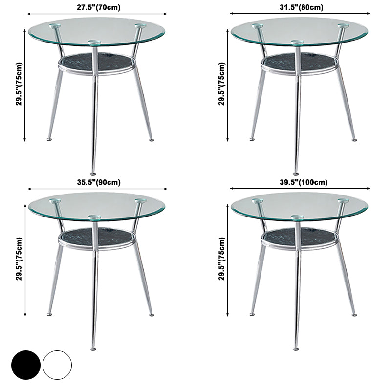 Mesa moderna de comedor redondo mesa de vidrio templado transparente con base de pedestal