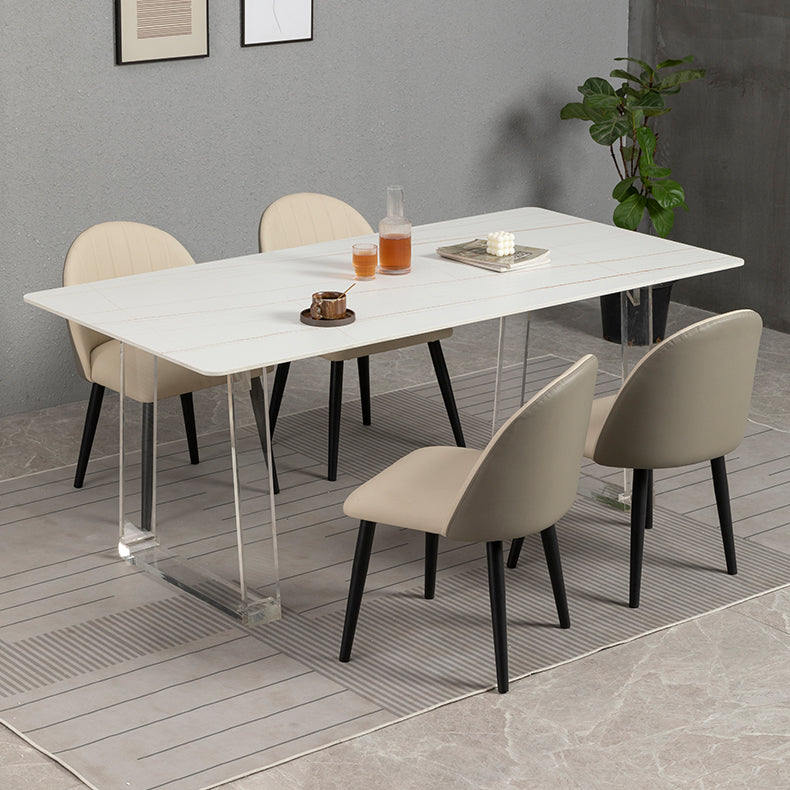 Sintered Stone Top Esstisch Rechteck Esstisch mit Acryl -Doppel -Sockelbasis