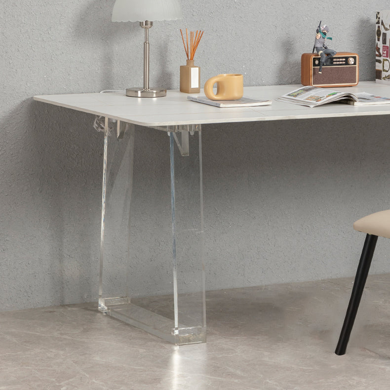 Sintered Stone Top Esstisch Rechteck Esstisch mit Acryl -Doppel -Sockelbasis