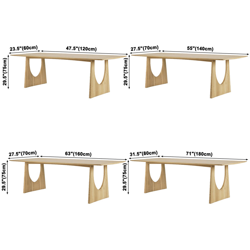 Mesa de comedor de color rectángulo de madera Mesa de madera maciza moderna con pedestal doble