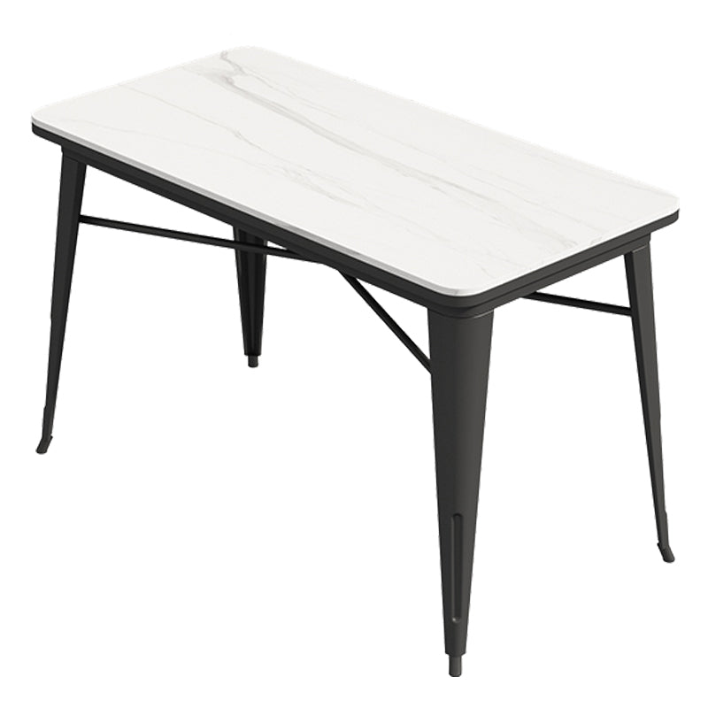Industrialstil Sintered Stone Esstisch Weißer Tisch mit schwarzem Rahmen für Esszimmer