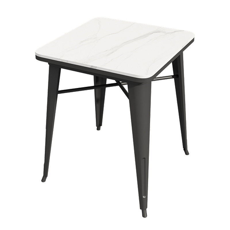 Industrialstil Sintered Stone Esstisch Weißer Tisch mit schwarzem Rahmen für Esszimmer