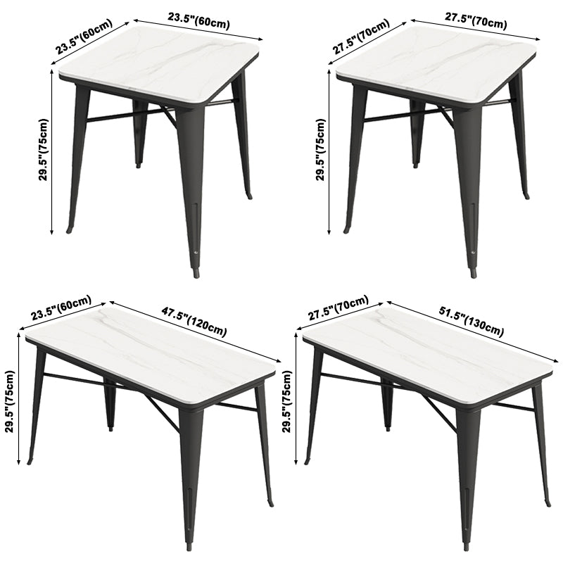 Industrialstil Sintered Stone Esstisch Weißer Tisch mit schwarzem Rahmen für Esszimmer