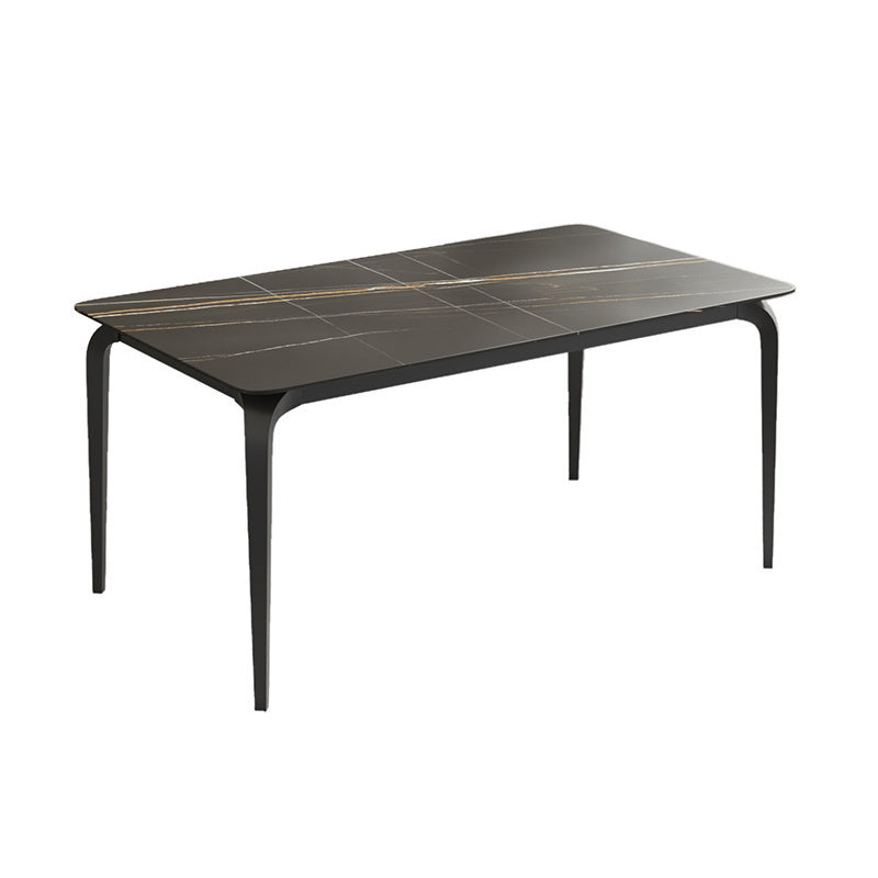 Table à manger en pierre de style contemporain Tableau à manger en pierre de 4 jambes Table rectangle de base en acier en carbone pour la maison