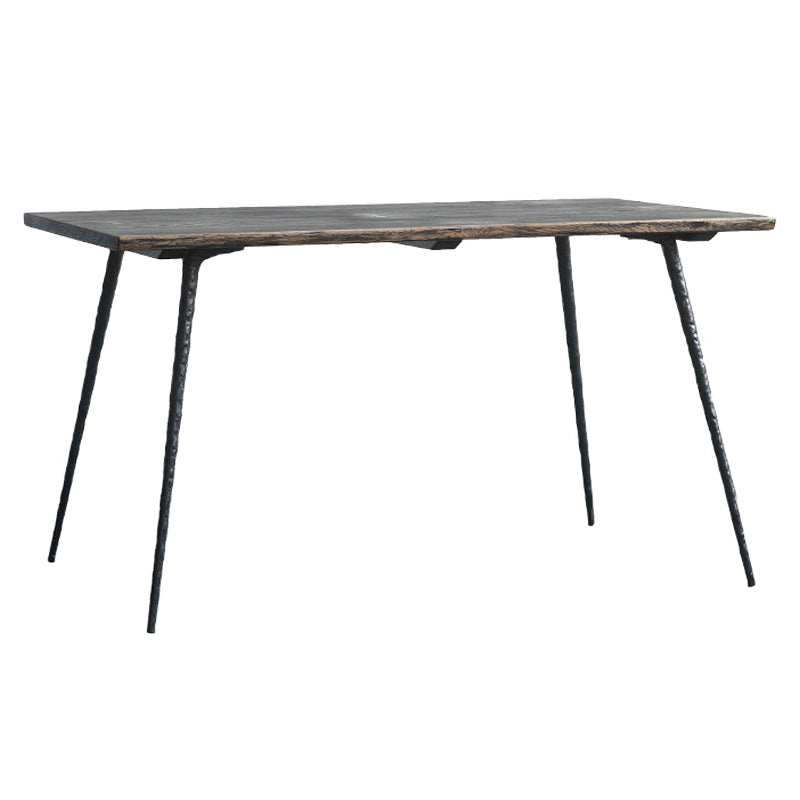 Mesa de comedor rectangular industrial mesa de madera maciza con 4 piernas negras