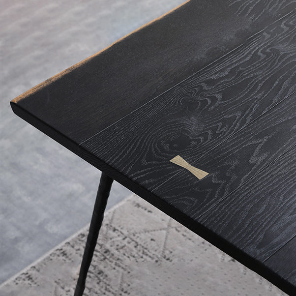 Mesa de comedor rectangular industrial mesa de madera maciza con 4 piernas negras