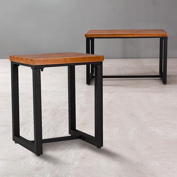 Industrial Dining Room Table Solid Wood Table with Black Trestle Base for Dining Room