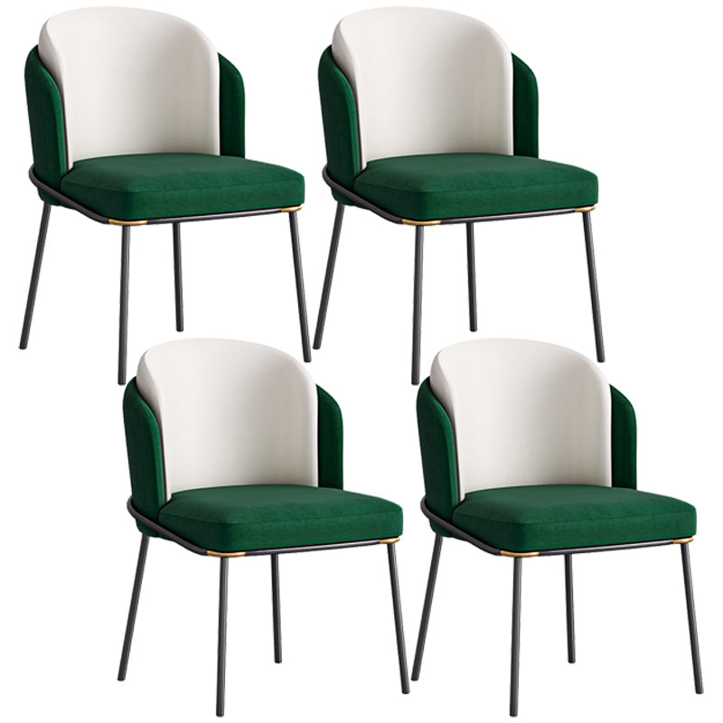 Contemporary Metal Dining Chairs Upholstered Armless Dining Chairs for Home Use