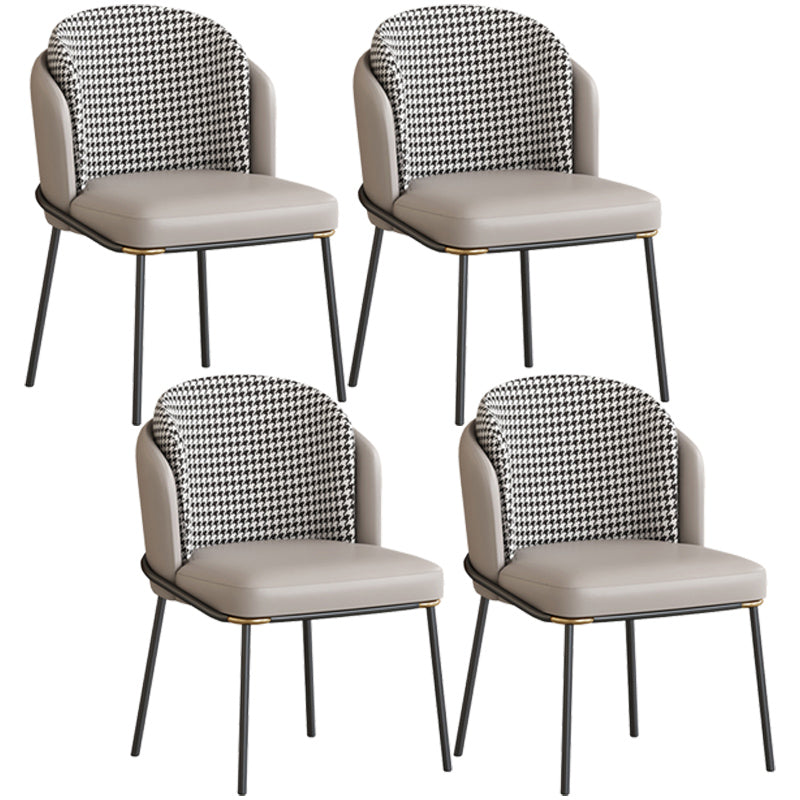 Contemporary Metal Dining Chairs Upholstered Armless Dining Chairs for Home Use