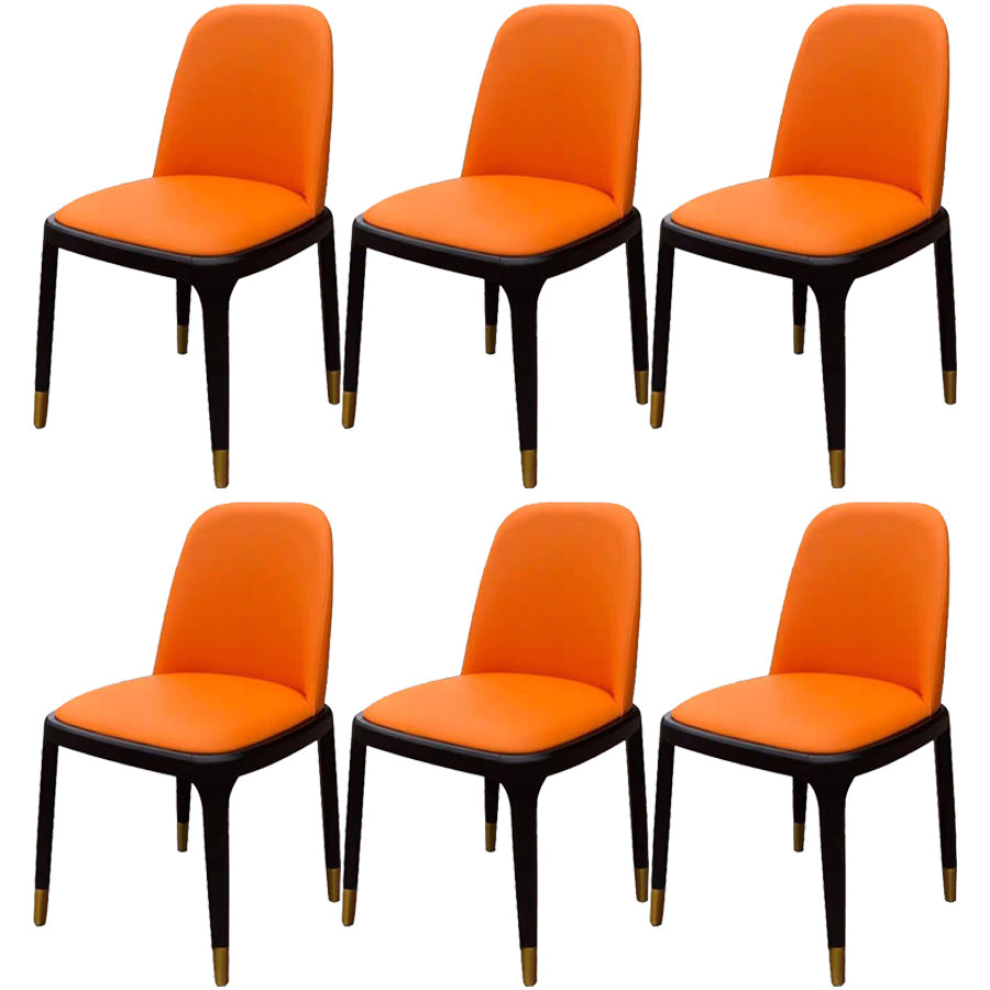Industrial Ash Open Side Chair Matte Finish Leather Dining Chair with Black Legs