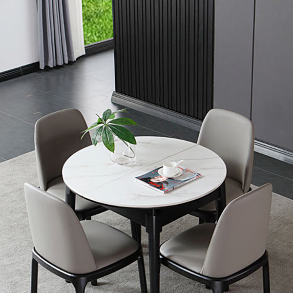 Industrial Ash Open Side Chair Matte Finish Leather Dining Chair with Black Legs