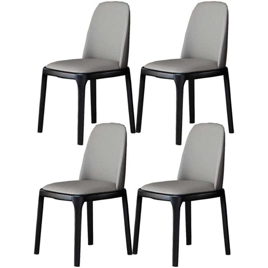 Industrial Ash Open Side Chair Matte Finish Leather Dining Chair with Black Legs