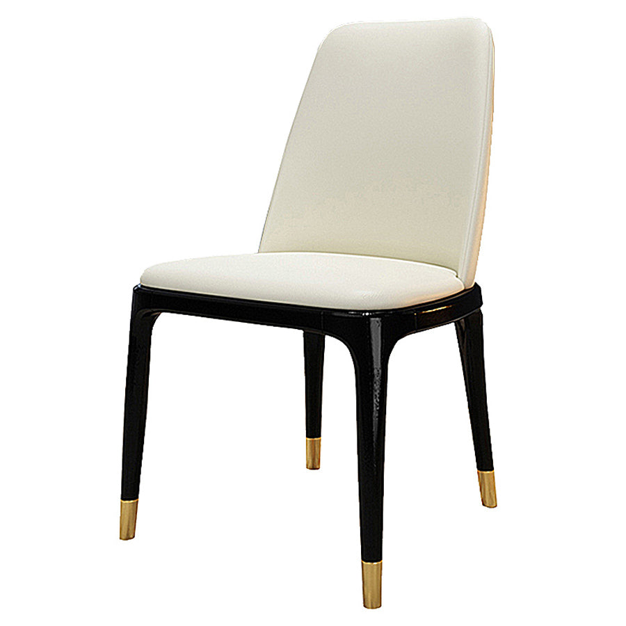 Industrial Ash Open Side Chair Matte Finish Leather Dining Chair with Black Legs