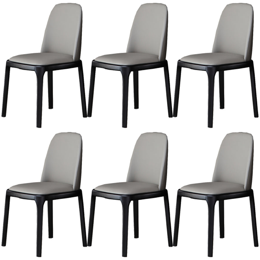 Industrial Ash Open Side Chair Matte Finish Leather Dining Chair with Black Legs