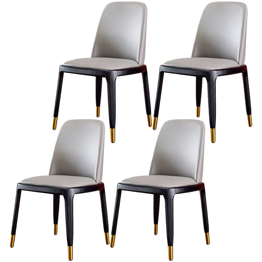 Industrial Ash Open Side Chair Matte Finish Leather Dining Chair with Black Legs