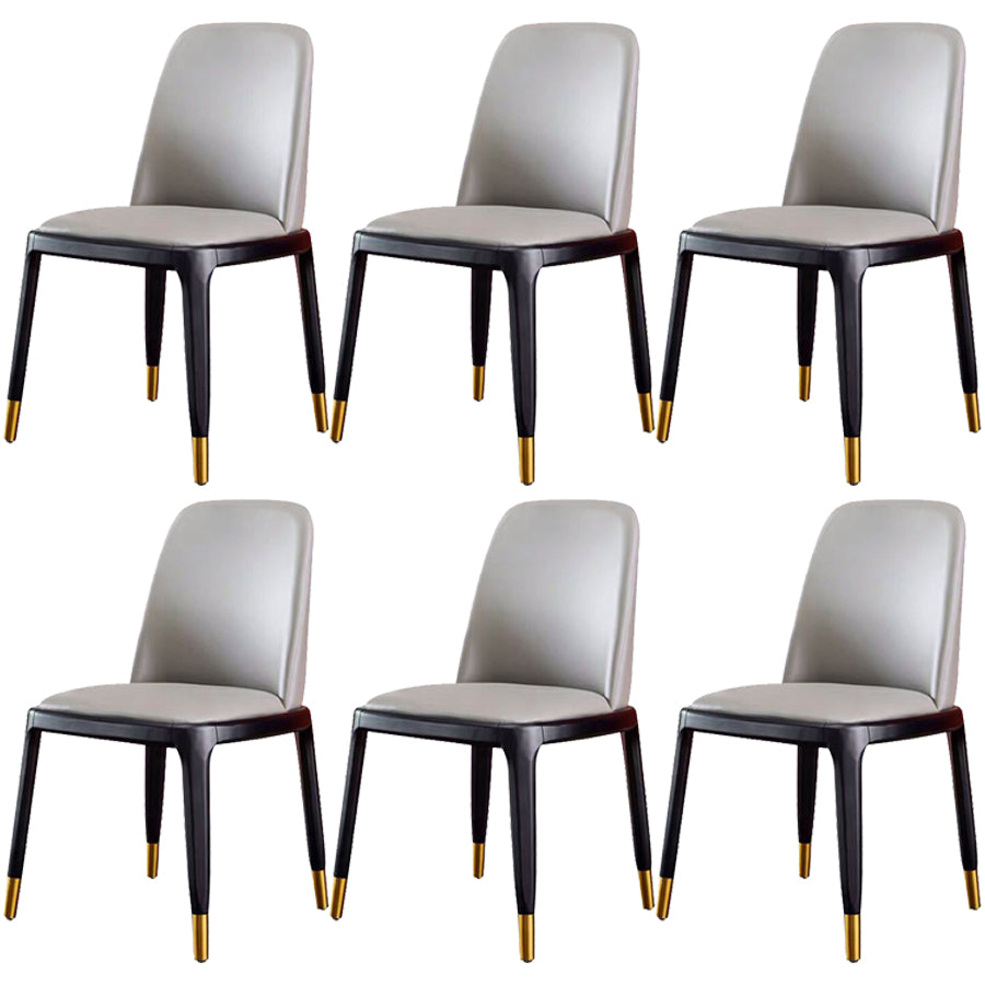 Industrial Ash Open Side Chair Matte Finish Leather Dining Chair with Black Legs