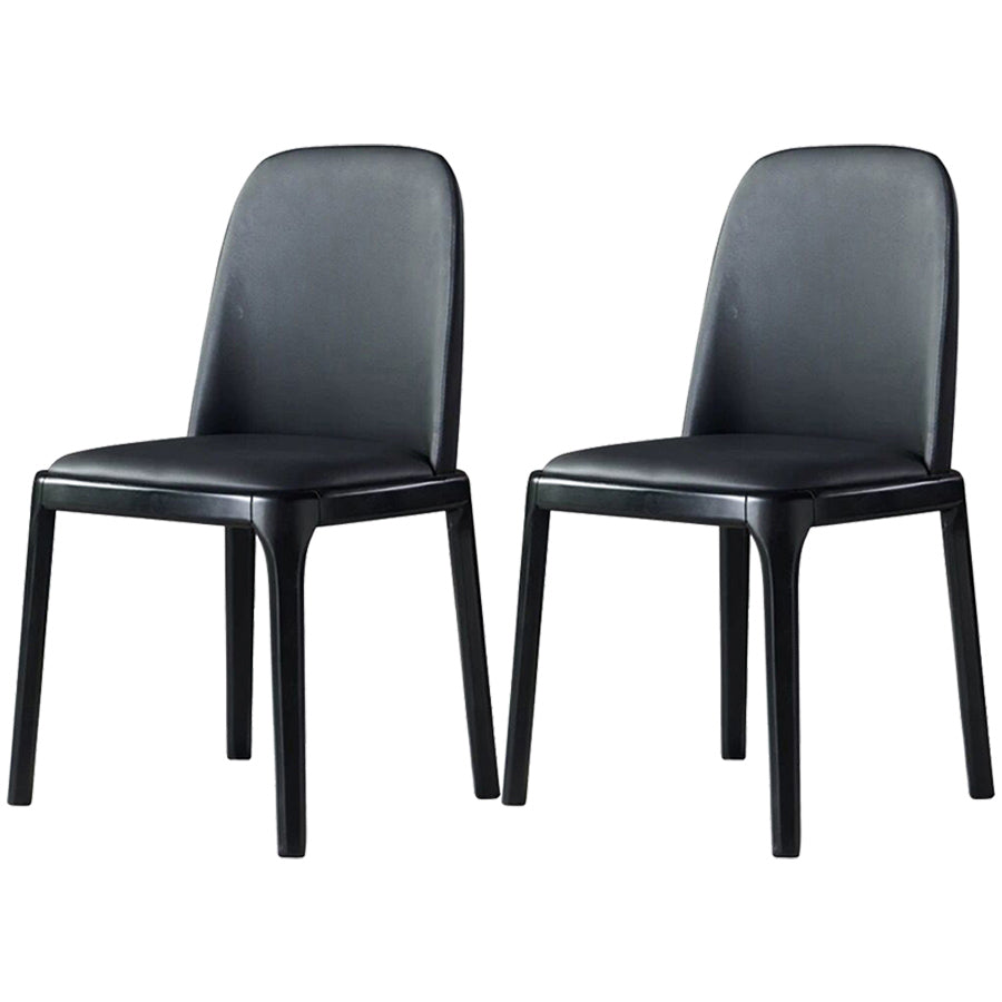 Industrial Ash Open Side Chair Matte Finish Leather Dining Chair with Black Legs