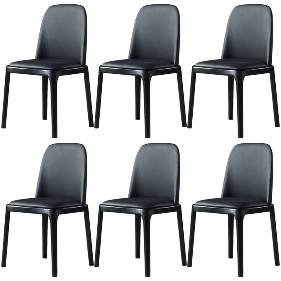 Industrial Ash Open Side Chair Matte Finish Leather Dining Chair with Black Legs