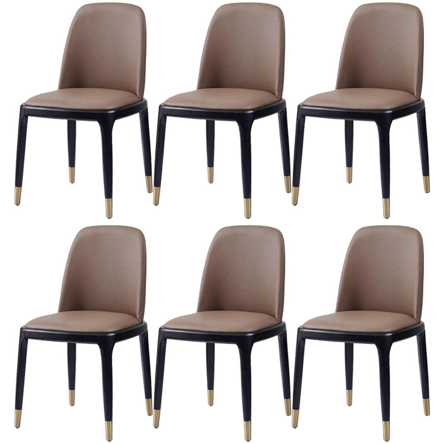 Industrial Ash Open Side Chair Matte Finish Leather Dining Chair with Black Legs
