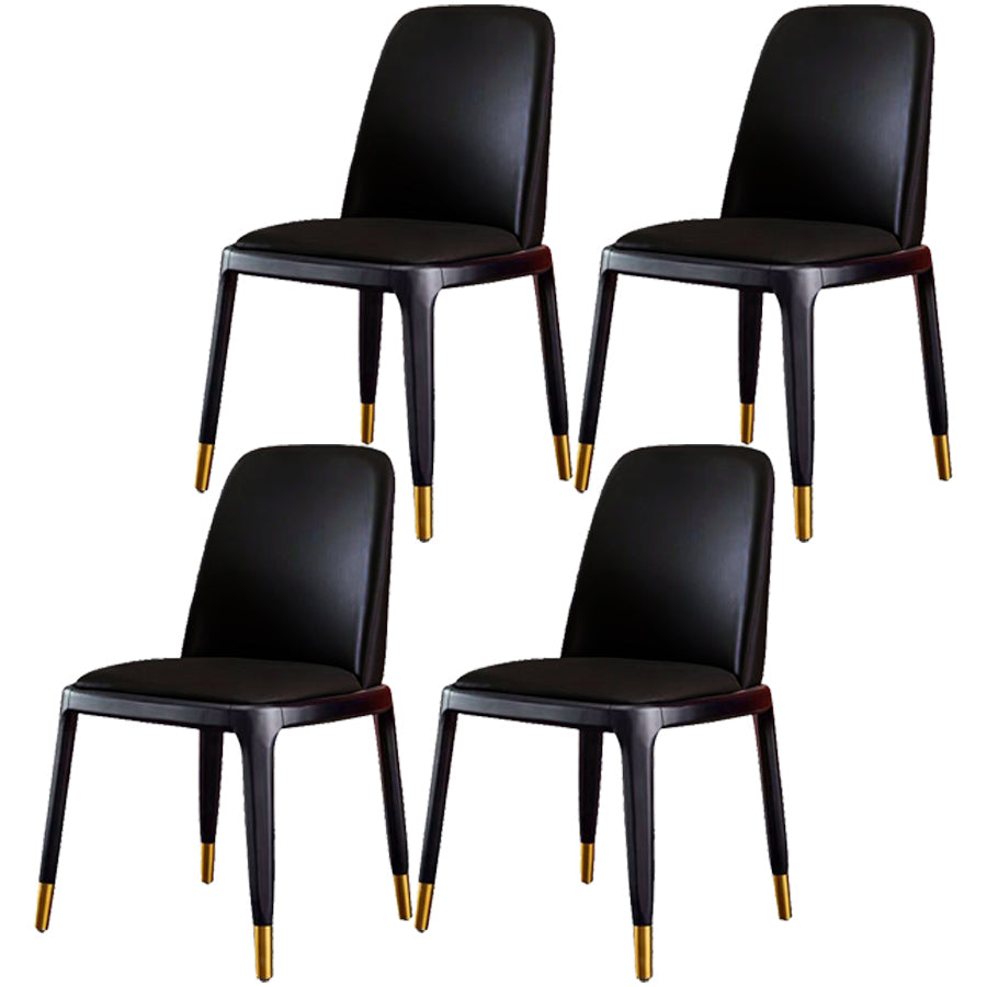 Industrial Ash Open Side Chair Matte Finish Leather Dining Chair with Black Legs