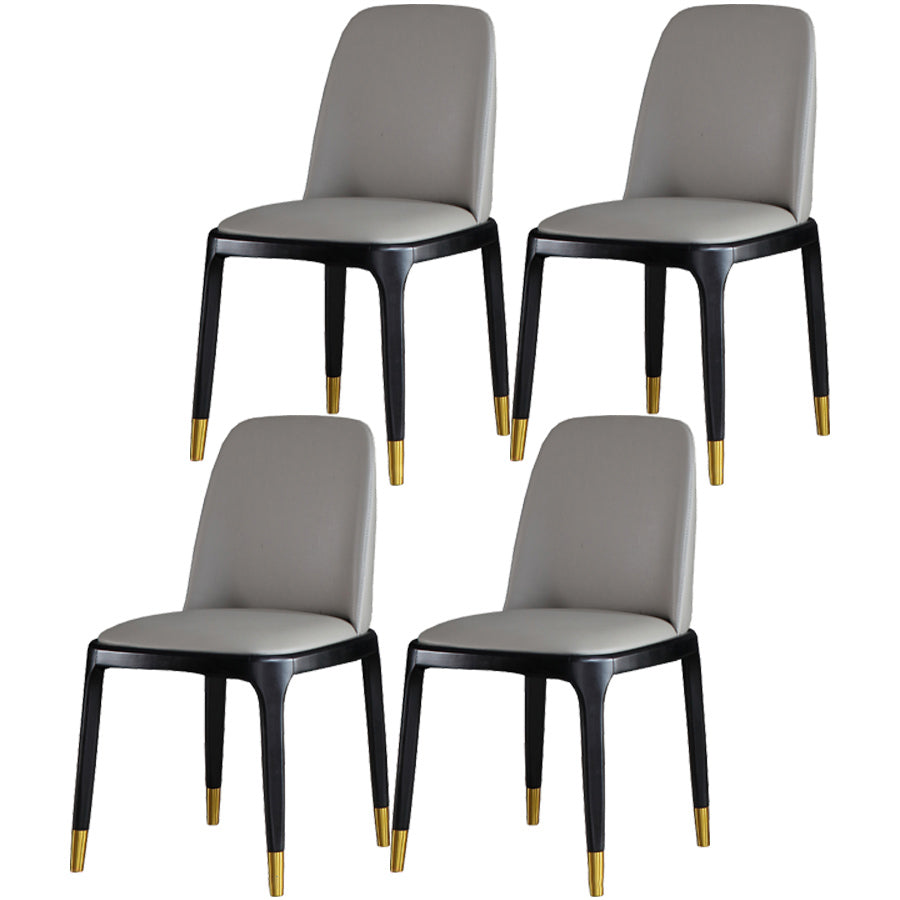 Industrial Ash Open Side Chair Matte Finish Leather Dining Chair with Black Legs