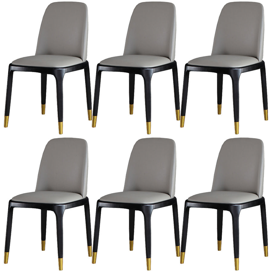 Industrial Ash Open Side Chair Matte Finish Leather Dining Chair with Black Legs