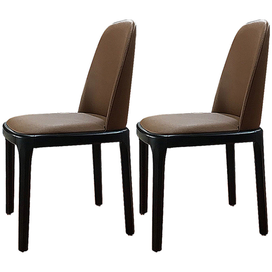 Industrial Ash Open Side Chair Matte Finish Leather Dining Chair with Black Legs