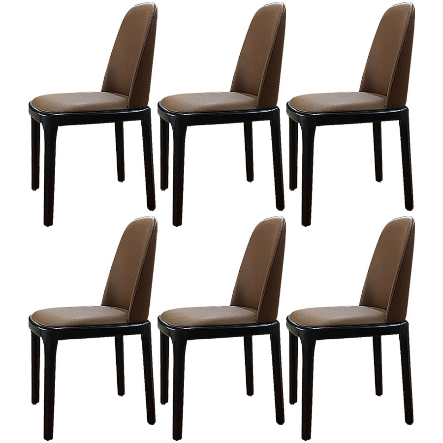 Industrial Ash Open Side Chair Matte Finish Leather Dining Chair with Black Legs