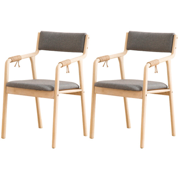Country Style Dining Arm Chairs Indoor Linen Upholstered Open Back Armchair