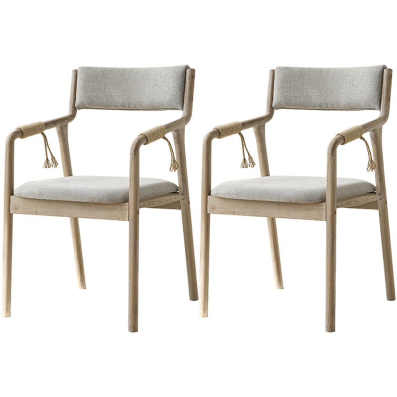 Country Style Dining Arm Chairs Indoor Linen Upholstered Open Back Armchair