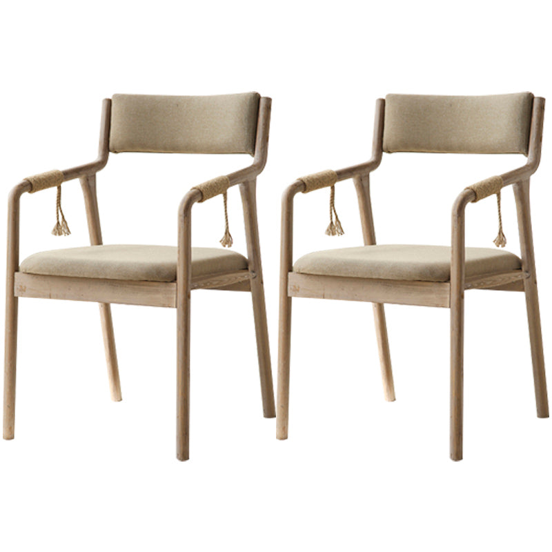 Country Style Dining Arm Chairs Indoor Linen Upholstered Open Back Armchair