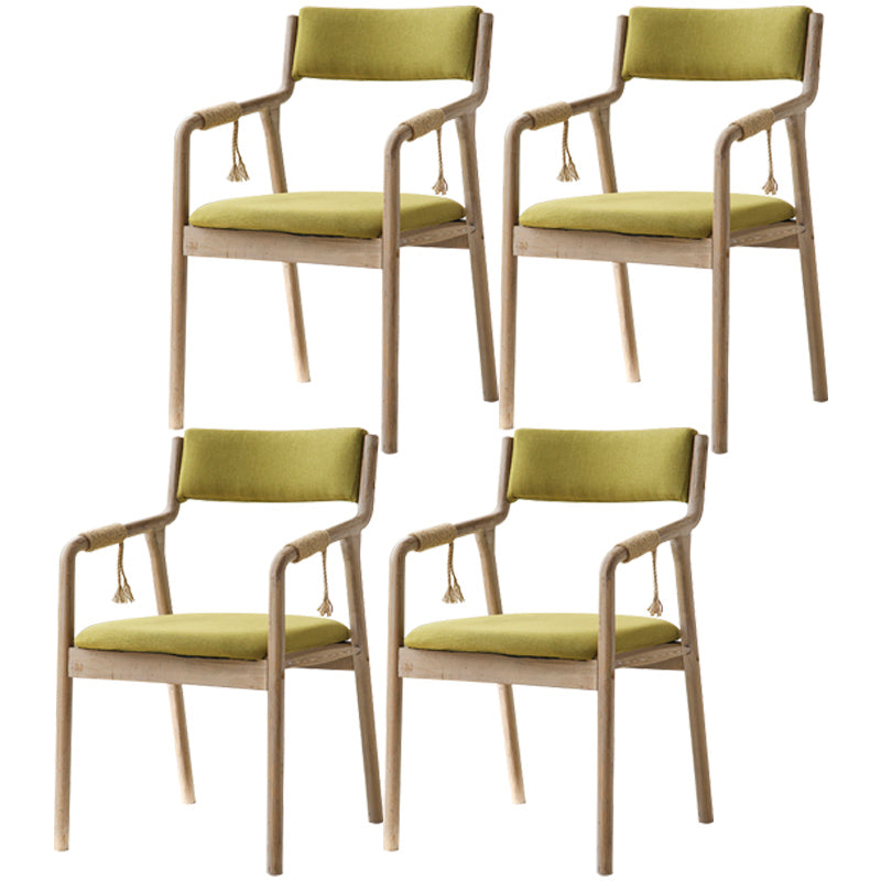 Country Style Dining Arm Chairs Indoor Linen Upholstered Open Back Armchair