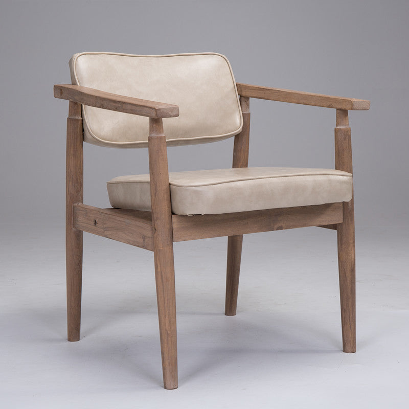 Country Style Indoor Arm Chair Open Back Wood Upholstered Dining Room Chair