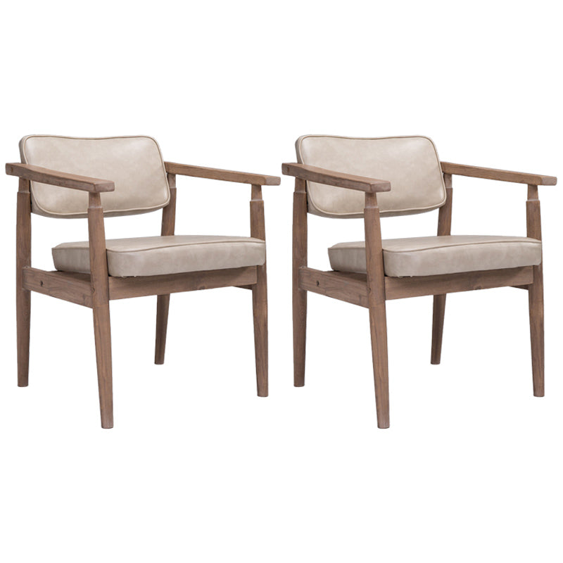 Country Style Indoor Arm Chair Open Back Wood Upholstered Dining Room Chair