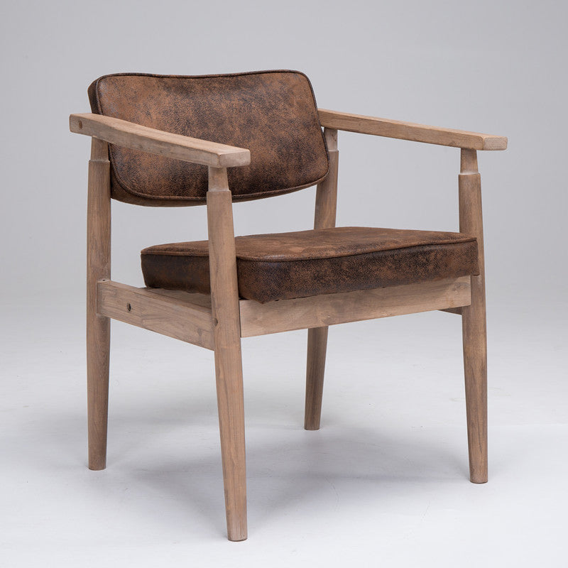 Country Style Indoor Arm Chair Open Back Wood Upholstered Dining Room Chair