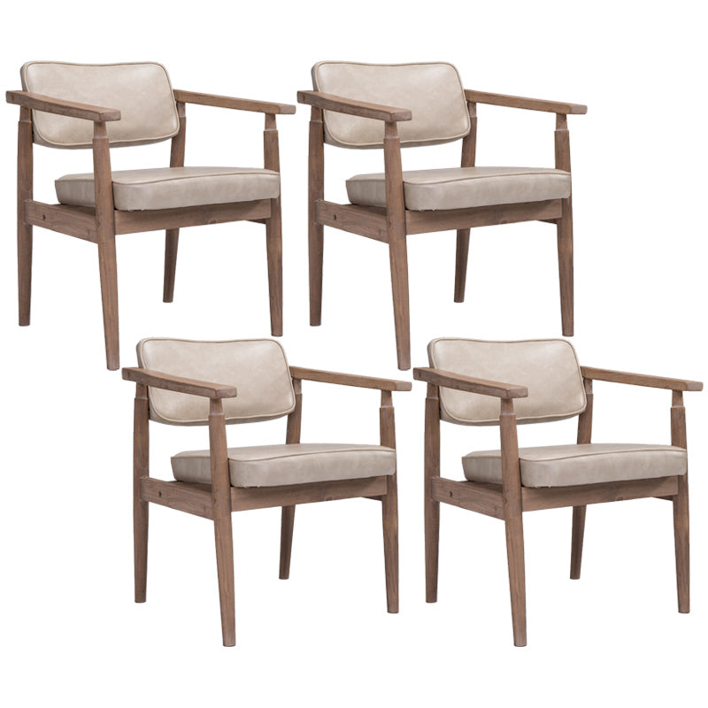 Country Style Indoor Arm Chair Open Back Wood Upholstered Dining Room Chair