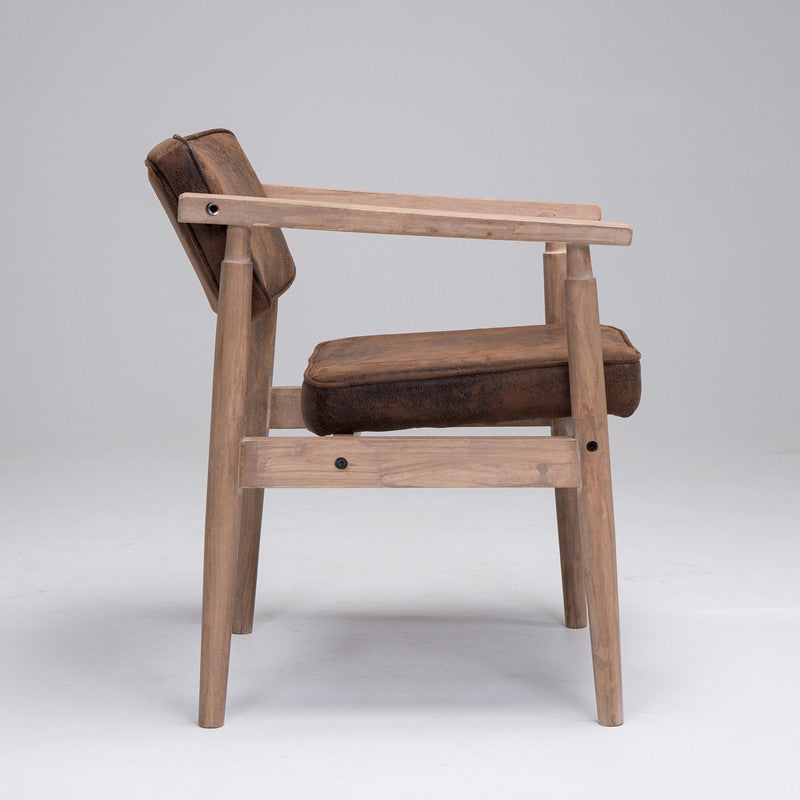 Country Style Indoor Arm Chair Open Back Wood Upholstered Dining Room Chair