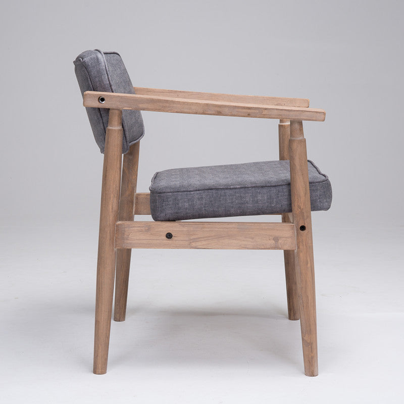 Country Style Indoor Arm Chair Open Back Wood Upholstered Dining Room Chair